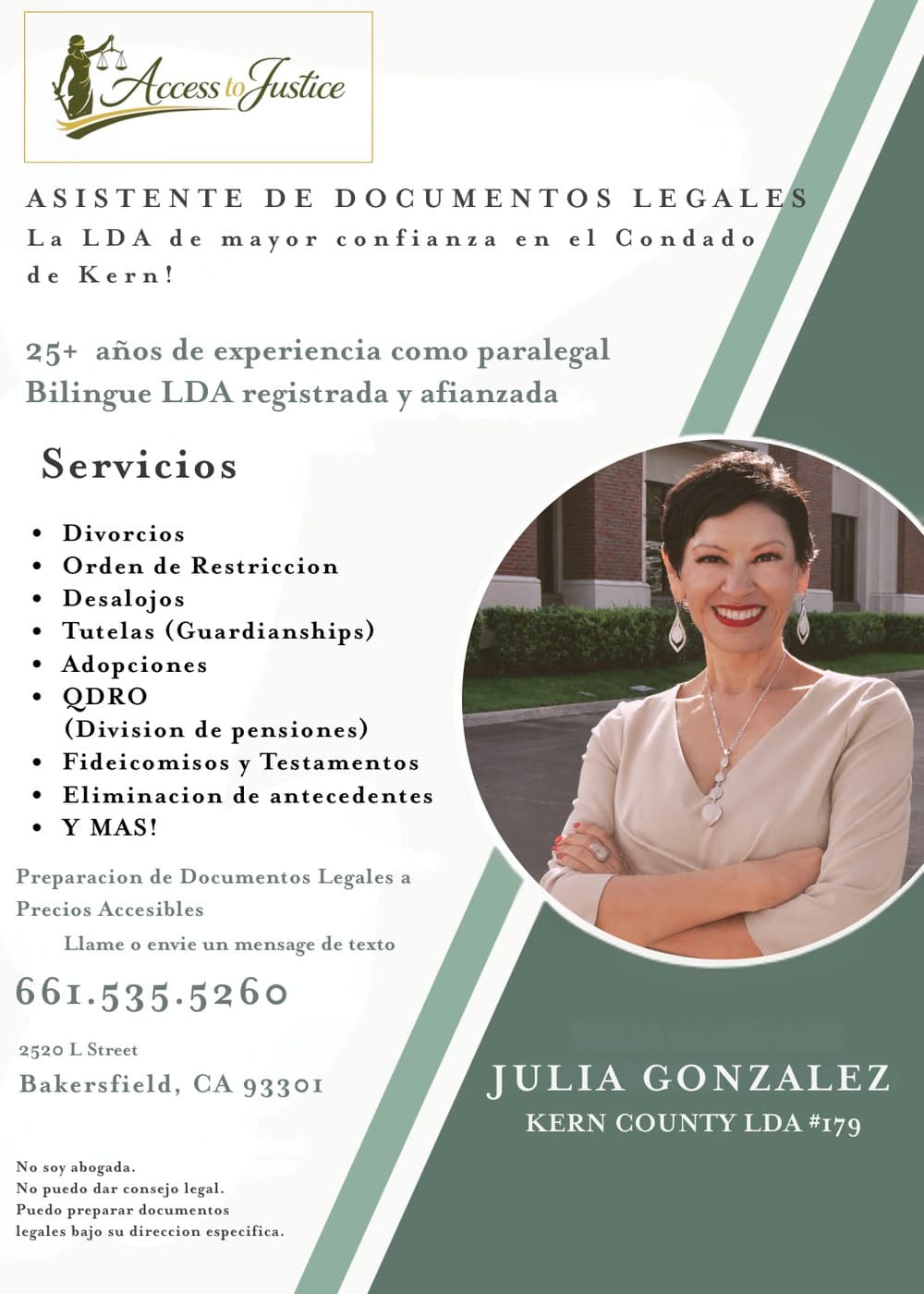 Volante de Access to Justice — Julia Gonzalez, Kern County LDA #179